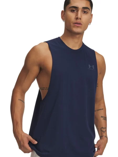 UNDER ARMOUR koszulka treningowa UA LEFT CHEST CUT OFF TANK M granatowa