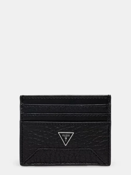 Usnjen etui za kartice Guess BARCELLONA SMBAGR črna