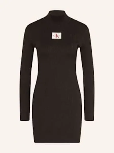 Calvin Klein Jeans Sukienka Z Dżerseju schwarz czarna