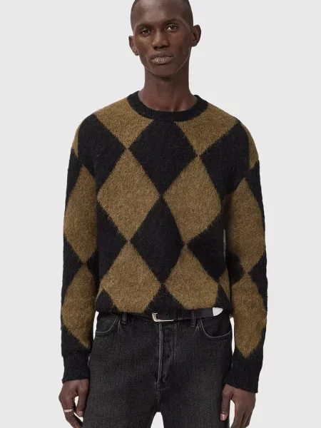 AllSaints Pulover z dodatkom volne BOWER črna