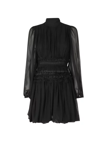Rochie mini Ulla Johnson de mătase cu volane negru