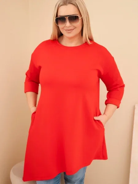 Rochie maxi Kesi Włoski cu mâneci lungi lungă de costum roșu