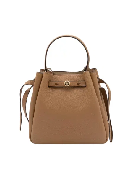 Kapelusz Tory Burch skórzany beżowy