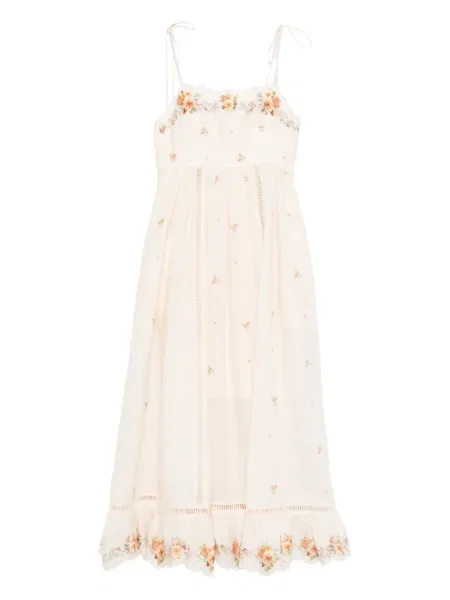 Rochie midi Zimmermann cu broderie cu model floral până la genunchi