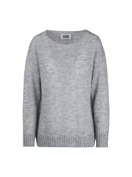 Sweter Alpha Studio wełniany szary