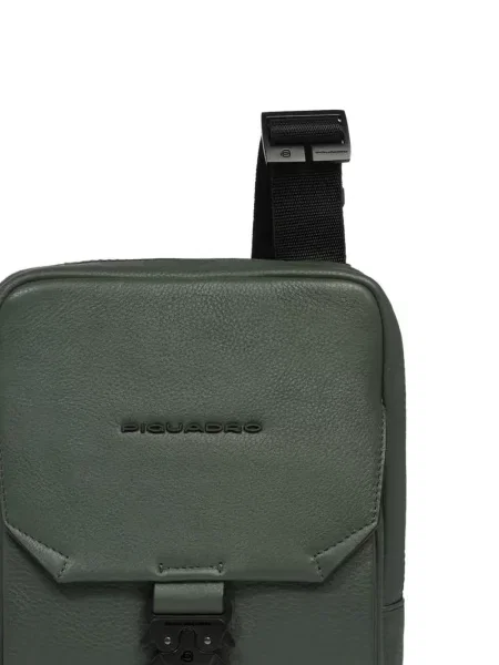 Kožna crossbody torba Piquadro sa kopčom zelena