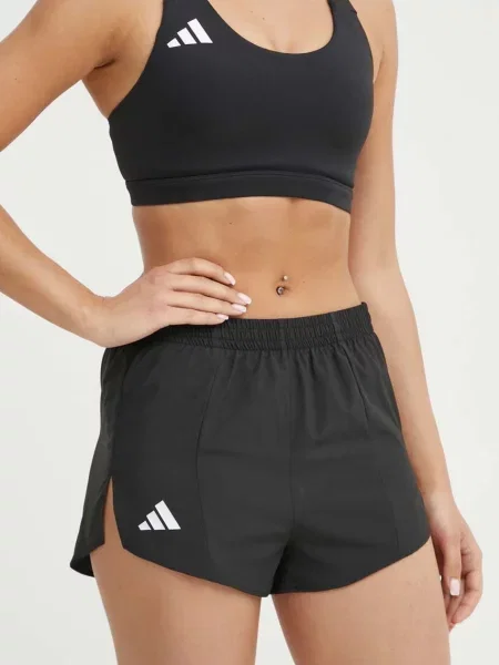 Adidas Performance pantaloni scurți de alergare Adizero Essentials neted high waist negru