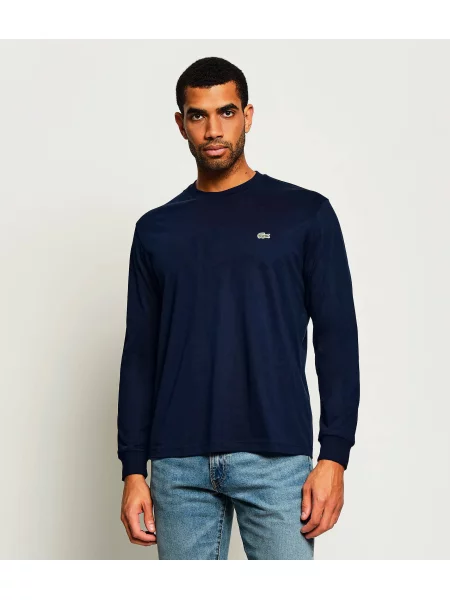 Tricou cu mânecă lungă Lacoste din jerseu clasic albastru