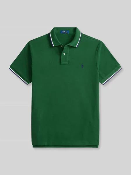 Koszulka polo o kroju regular fit z czystej bawełny z paskami w kontrastowym kolorze Polo Ralph Lauren zielona