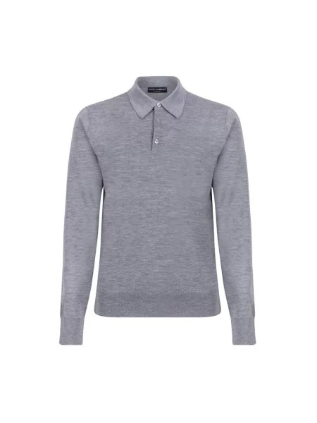 Koszulka polo Dolce And Gabbana z kaszmiru szara