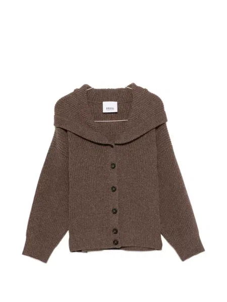 Cardigan Erika Cavallini tricotate cu glugă maro