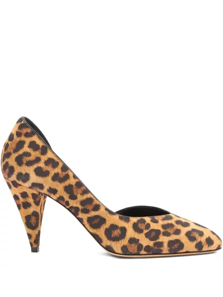 Полуотворени обувки Casadei с принт с леопардов принт кафяво