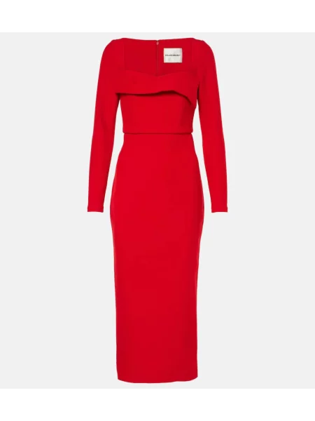 Sukienka midi Roland Mouret drapowana do kolan garniturowa czerwona