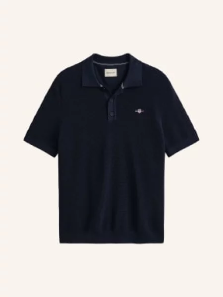 Gant Pletené Polo Tričko tmavě modrá