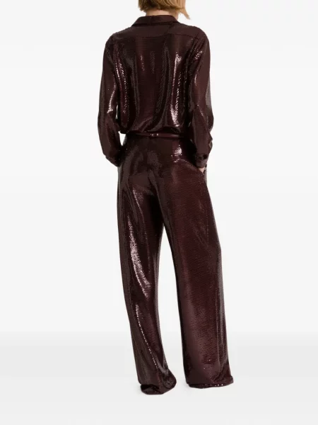 Pantaloni Alberta Ferretti cu paiete maro