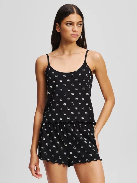 Пижама Karl Lagerfeld IKON дамска черно