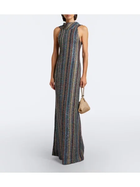 Rochie maxi Missoni cu dungi tricotate