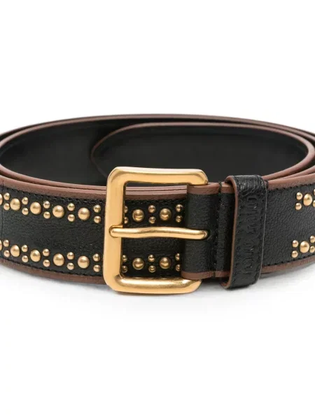 Curea Miu Miu din piele cu tepi negru