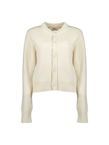 Sweter Ami Paris wełniany w serca biały