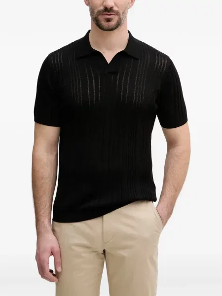 Tricou polo Karl Lagerfeld tricotate negru