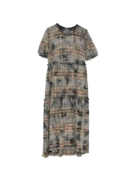 Sukienka R13 w kratkę garniturowa szara