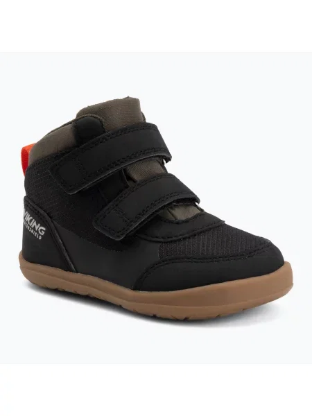 Gyermek barefoot cipő Viking Footwear Aspen Barefoot Mid 2V vízálló fekete. Méret: 24 EU fekete