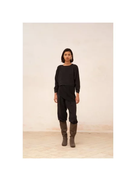 Lniana bluzka Cortana czarna