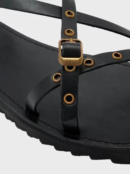 Кожаные босоножки Allsaints черные