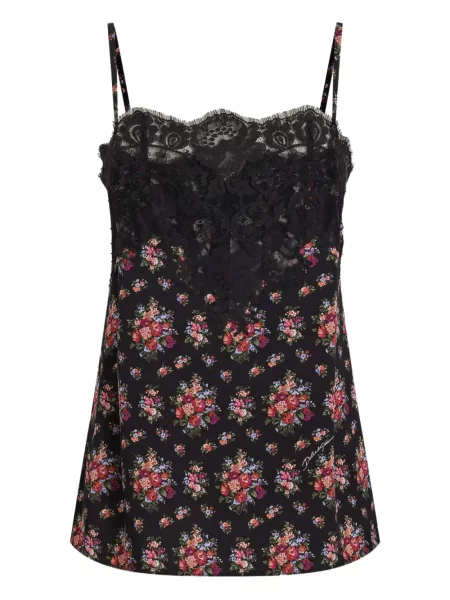 Top Dolce & Gabbana cu model floral din dantelă negru