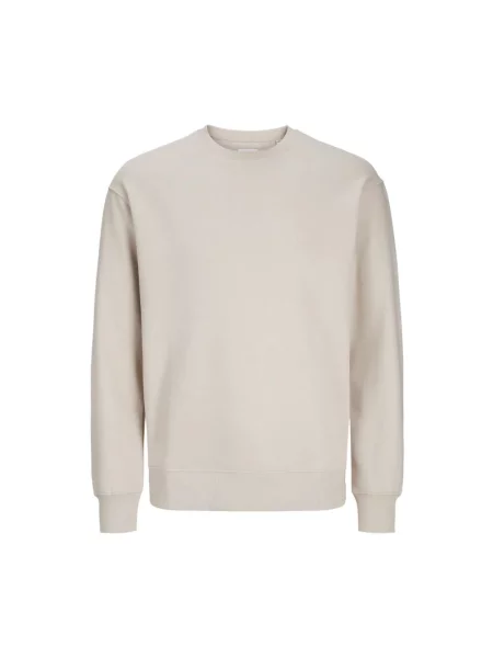 Jack & Jones Bluzy Mężczyzna Biały S Bluza z okrągłym dekoltem beżowa