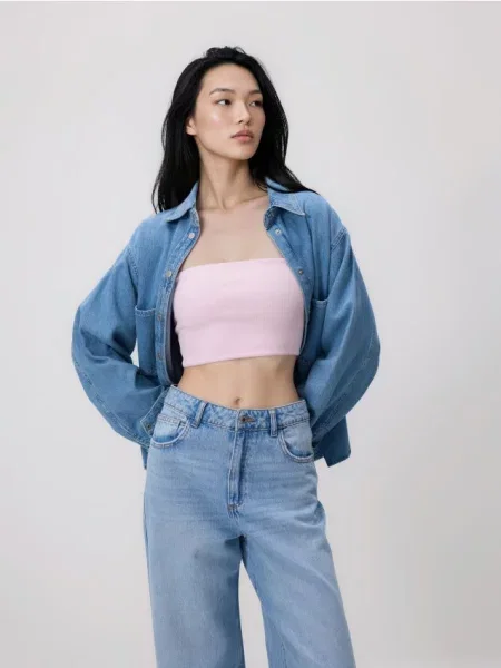 Reserved Top v štýle bandeau ružová