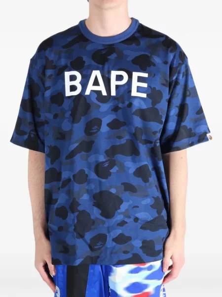 Tricou A Bathing Ape® cu imagine cu model camuflaj albastru