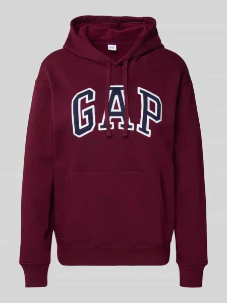 Bluza z kapturem i kieszenią kangurką Gap bordowa