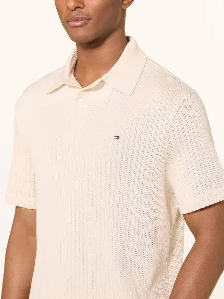 Tommy Hilfiger Dzianinowa Koszulka Polo Classic Fit beige beżowe
