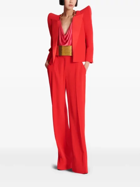 Top Balmain de mătase cu bretele roz