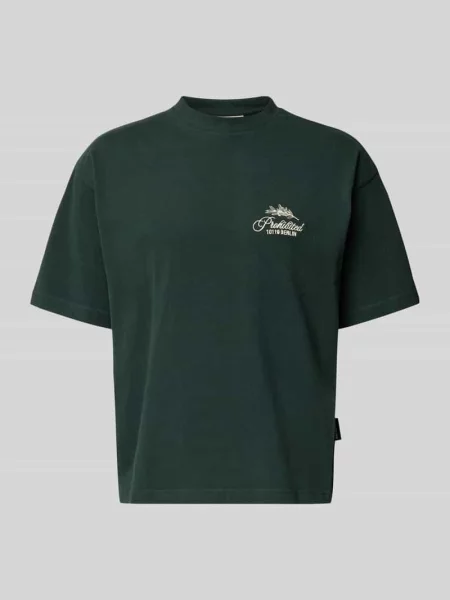 T-shirt z naszywanymi detalami z logo i okrągłym dekoltem Prohibited