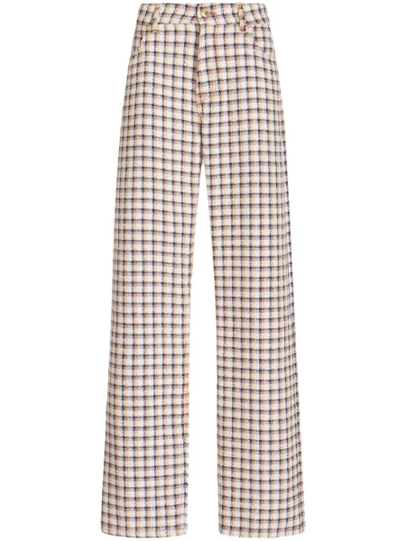Pantaloni Etro în carouri din jacard alb