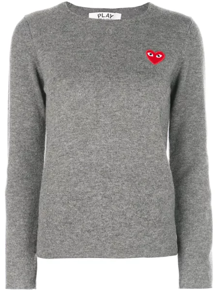Pulover Comme Des Garcons Play cu motiv cu inimi gri