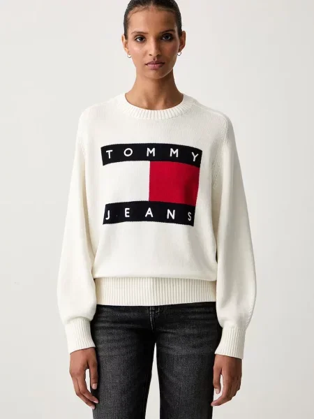 Tommy Jeans pulover za žene s vunom bež