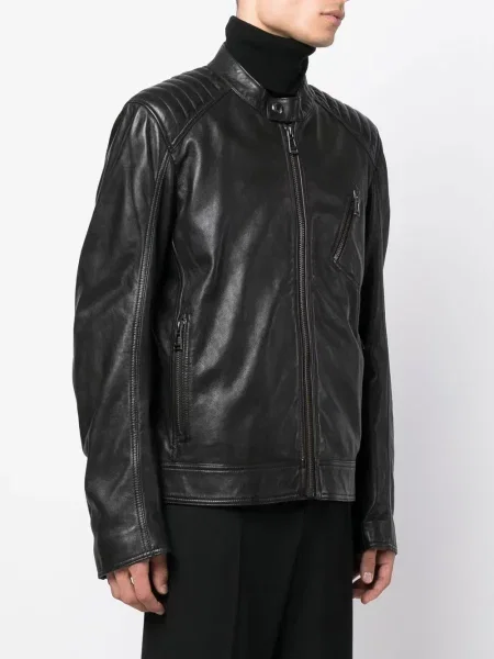 Długa kurtka skórzana Belstaff czarna
