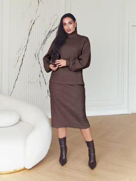 Спідниця міді Seventeen коричневий