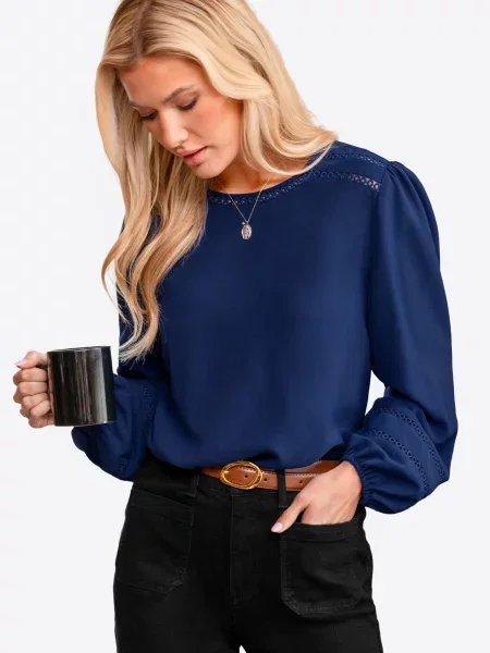 Cupshe Blúzka Long Sleeve námornícka modrá