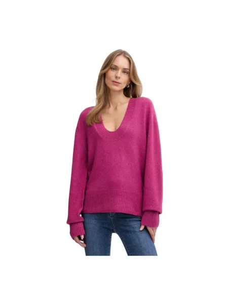 Sweter Benetton wełniany fioletowy