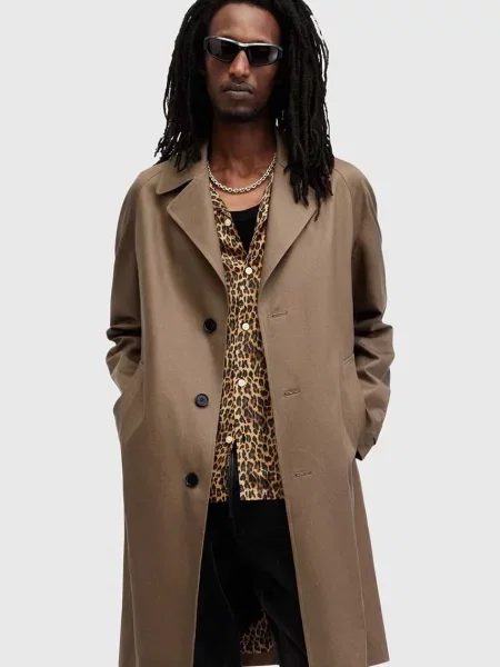 Палто AllSaints MONTELL преходен модел кафяво