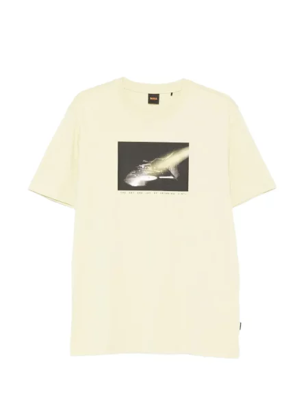 Grafic tricou Boss cu imagine galben