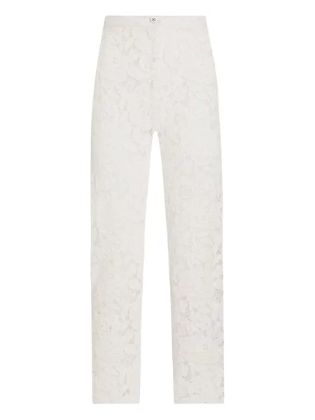 Pantaloni Dolce & Gabbana din dantelă alb