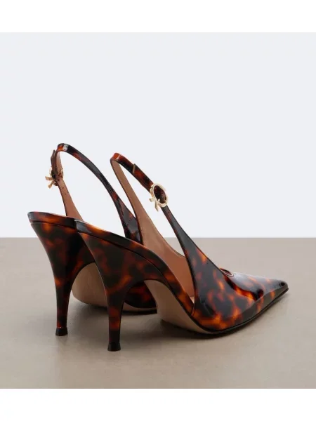 Pantofi cu toc Gianvito Rossi din piele slingback portocaliu