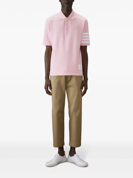 Dryžuotos polo marškinėliai Thom Browne rožinė