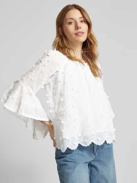 Bluzka o kroju relaxed fit z fakturowanym wzorem Apricot biała