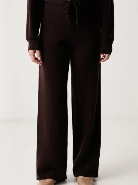 Saint Barth pantaloni de trening pentru femei din lână maro